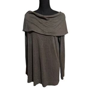 Draped Off-the- Shoulder Soft Green Tunic Top Women's M Medium